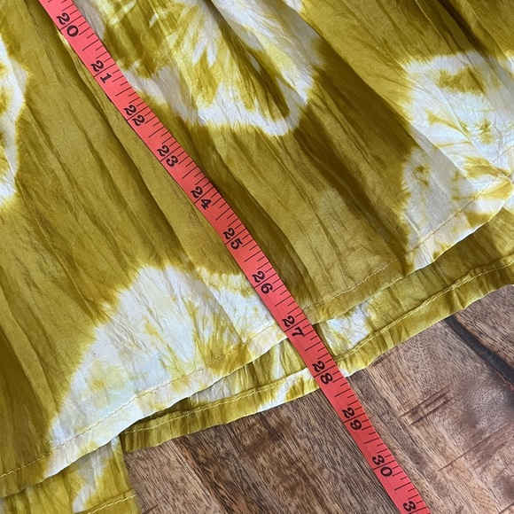 Bianco Levrin | 100% Silk Green Ikat Sleeveless Pintucked Blouse Small Artsy - Picture 11 of 11